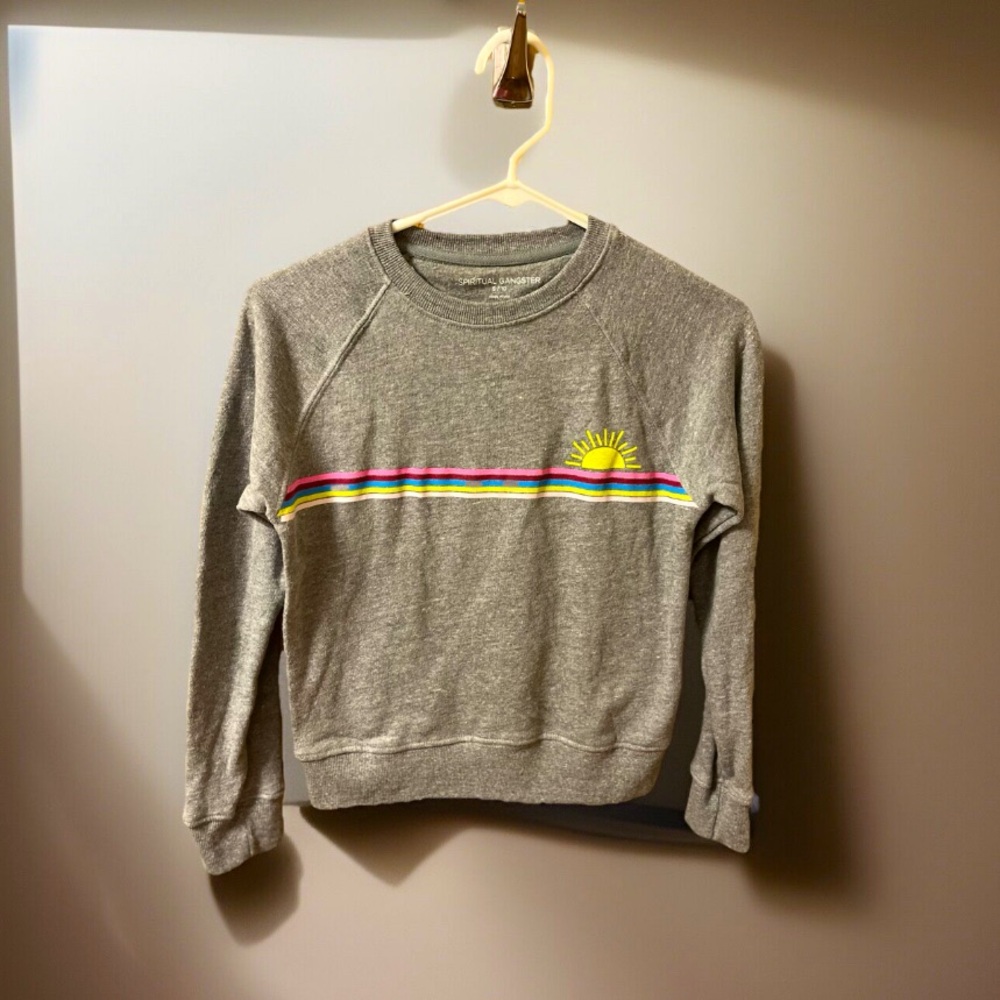 Spiritual Gangster Kids Sweatshirt W/Strips & A Sun Trust The Universe Sz S/10